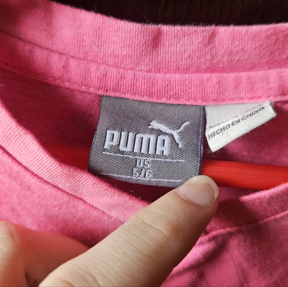 Puma Kids Pink Long Sleeve Tee with Silver Logo